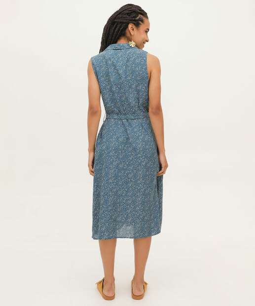 Vestido Feminino Chemise Midi Estampado Marisa