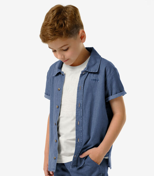 Conjunto Infantil Camiseta Com Bermuda Trick Nick Bege