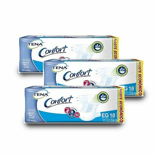 Kit 3 Fraldas Adulto Tena Confort Mega Eg 18 Unidades cada