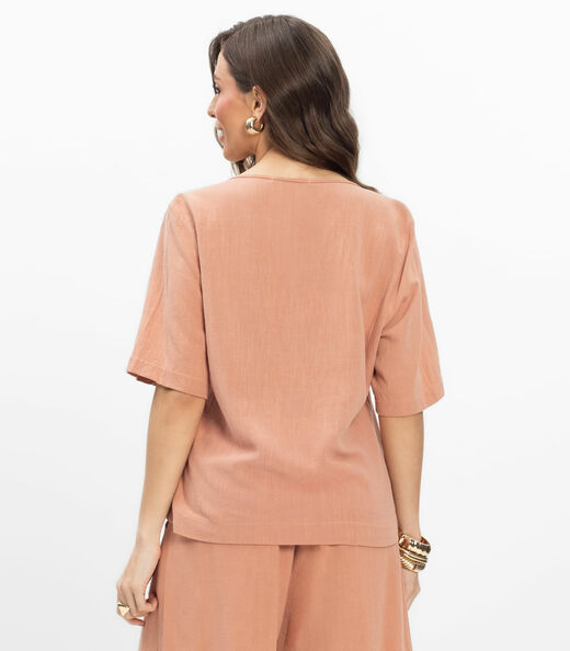 T- shirt em V Feminina Endless Marrom