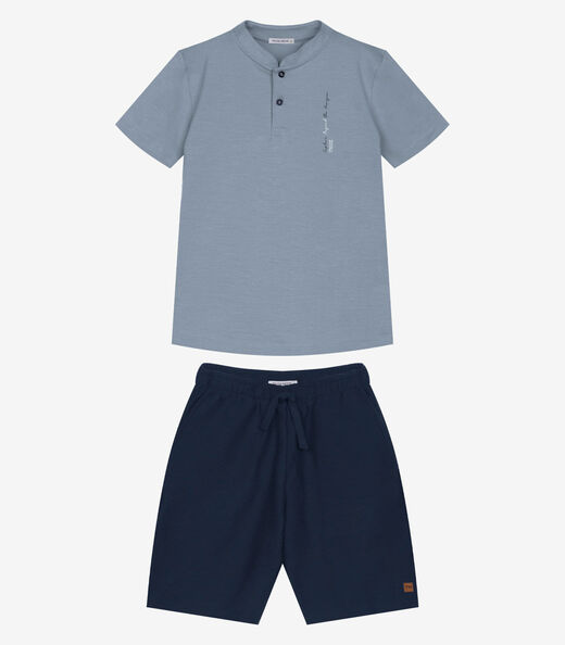 Conjunto Infantil Camiseta Com Bermuda Trick Nick Azul