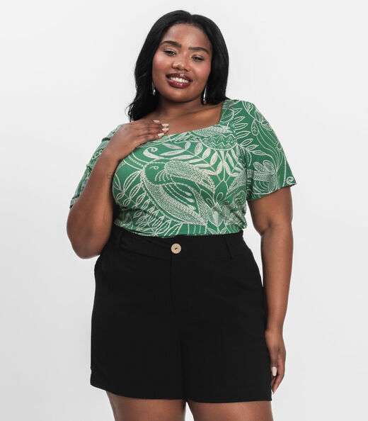 Image_Blusa Manga Curta Plus Size Secret Glam Verde
