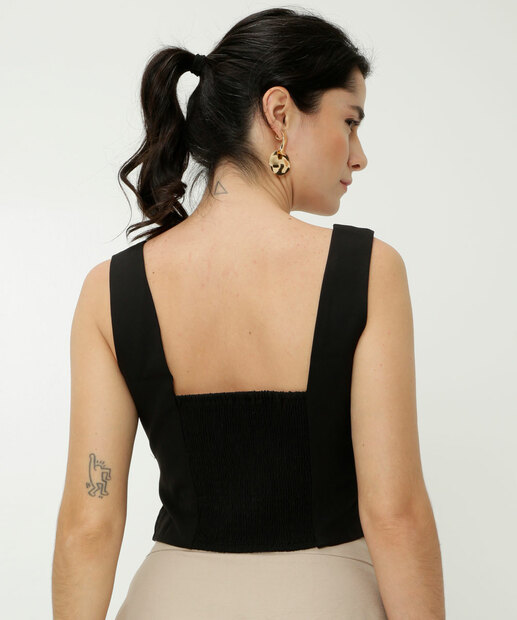 Blusa Cropped Feminina Alfaiataria Alças Largas Marisa