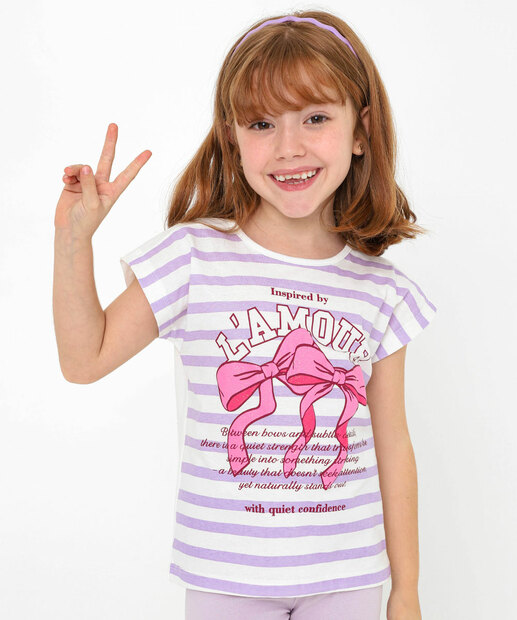 Image_Blusa Infantil Listrada Laço Marisa Tam 4 a 10 Off White