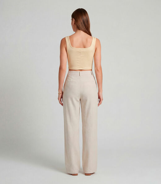 Top Feminino Com Decote Quadrado Infinita Cor Amarelo