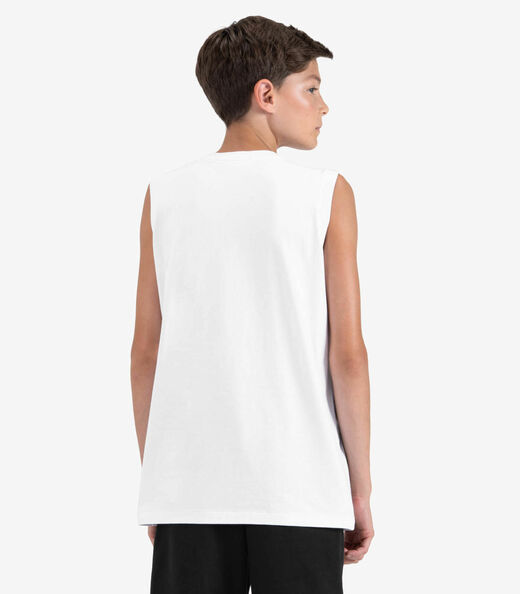 Regata Juvenil Masculino em Meia Malha Minty Branco