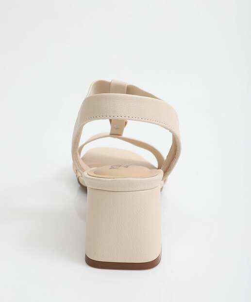 Sandália Feminina Salto Grosso Modare Bege