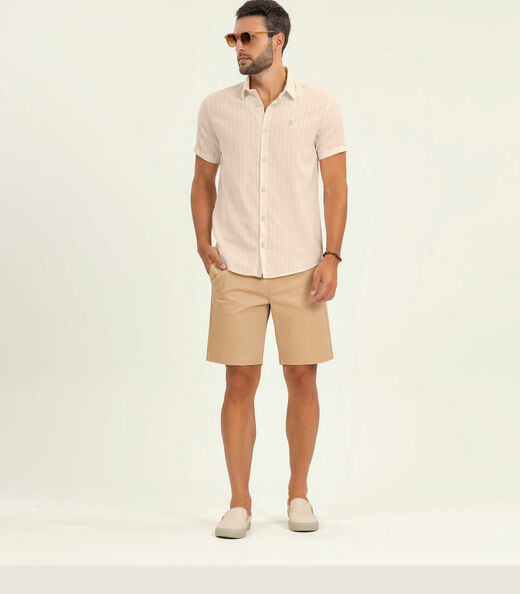 Camisa Masculina Manga Curta Diametro Bege