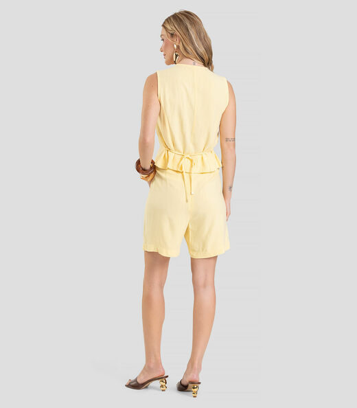 Colete Feminino em Tecido Linho Dianna Amarelo