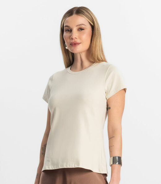 Blusa Feminina Cotton Leve Básica Rovitex Bege