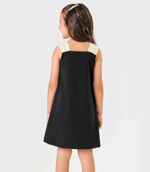 Vestido Ponto Roma Laço Trick Nick Preto