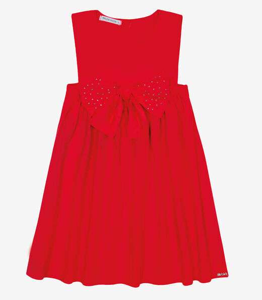 Vestido Infantil Tricoline Com Laço Trick Nick Vermelho