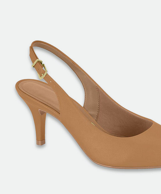 Scarpin Feminino Slingback Salto Fino Vizzano Bege