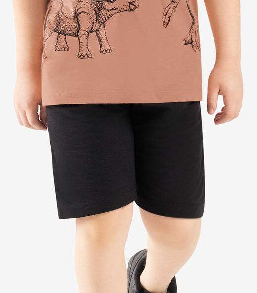 Conjunto Infantil Camiseta Com Bermuda Rovi Kids Marrom