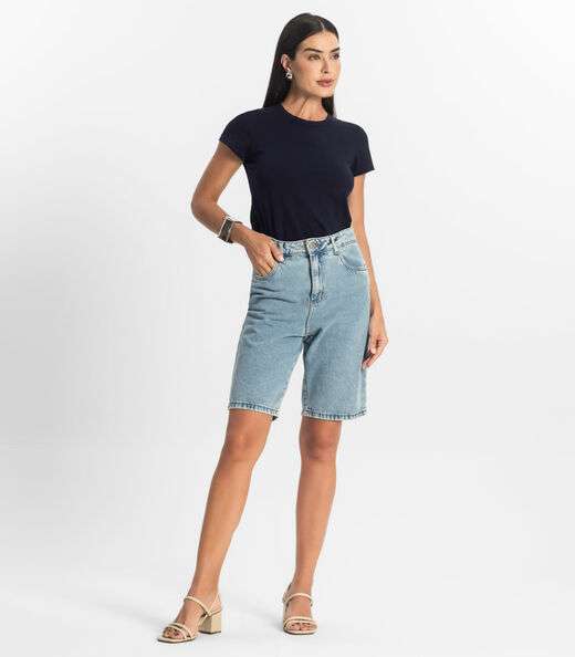 Blusa Feminina Cotton Leve Básica Rovitex Azul