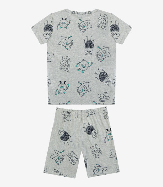 Pijama Infantil Camiseta e Bermuda Select Cinza