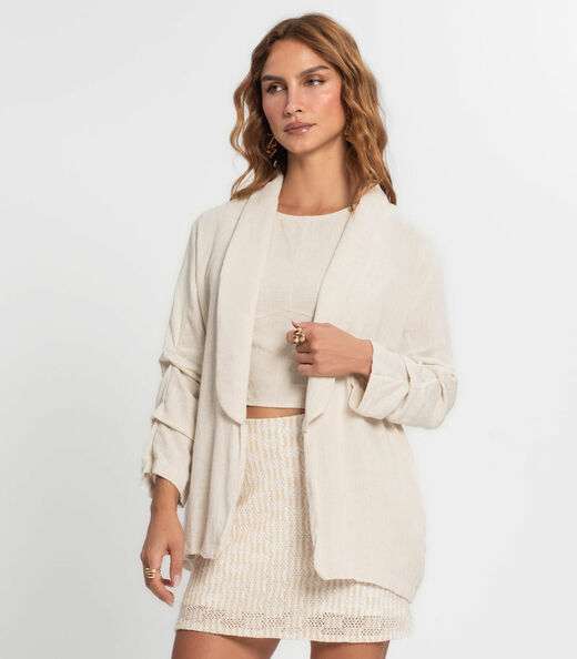Blazer Feminino Em Linho Strong Endless Bege