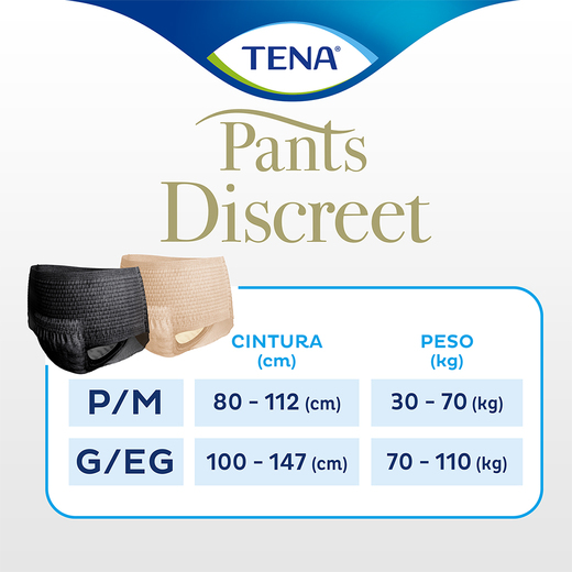 Kit 4 Fraldas Adulto Tena Pants Discreet Nude G/Eg 8 Unidades cada
