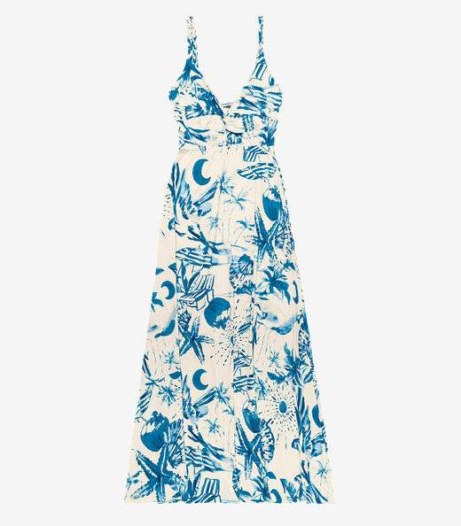 Vestido Longo Feminino em Meia Malha Endless Azul