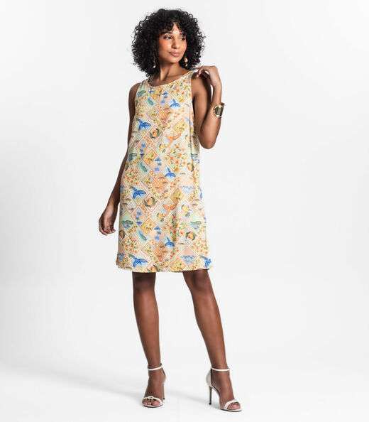 Vestido Feminino Curto De Viscose Select Amarelo