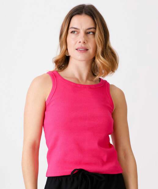 Blusa Regata Feminina Canelada Marisa Rosa