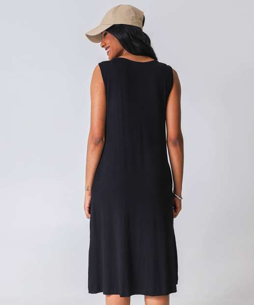 Vestido Midi Feminino Bolsos Marisa Preto