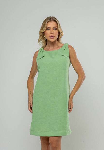 Vestido Curto Regata Com Laço Nos Ombros Verde Salvatore