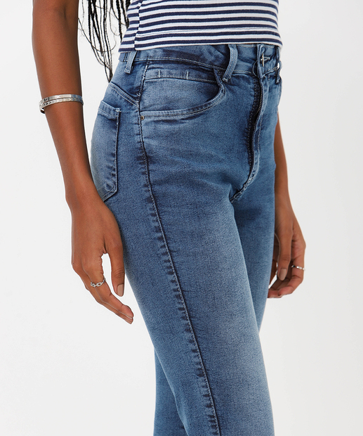 Calça Jeans Skinny Feminina Marmorizada Marisa Azul