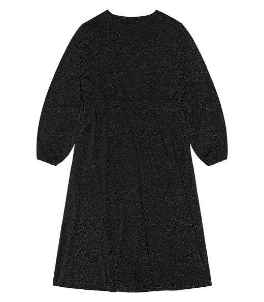 Vestido Midi Plus Size Manga Longa Secret Glam Preto