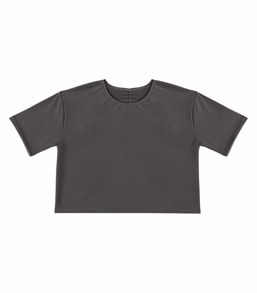 Blusa Feminina Básica Malha Suplex Infinita Cor Cinza