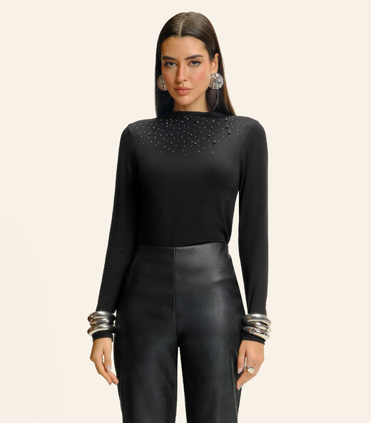 Image_Blusa Feminina Manga Longa Com Rebite Endless Preto