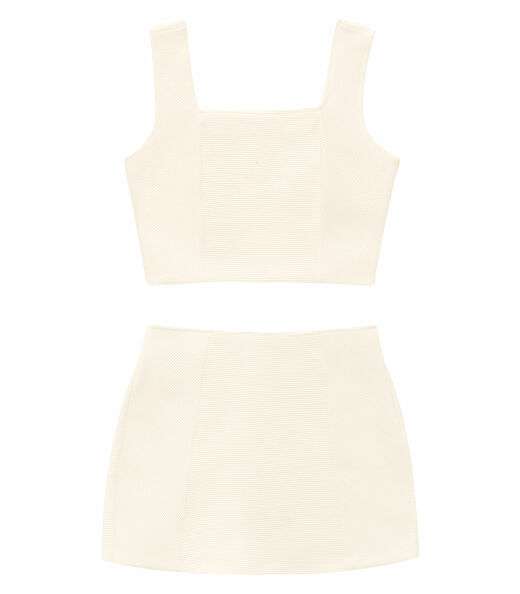 Conjunto Juvenil Cropped e Shorts Saia Minty Bege