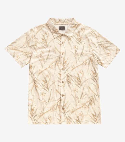 Camisa Masculina Manga Curta Meia Malha Diametro Bege