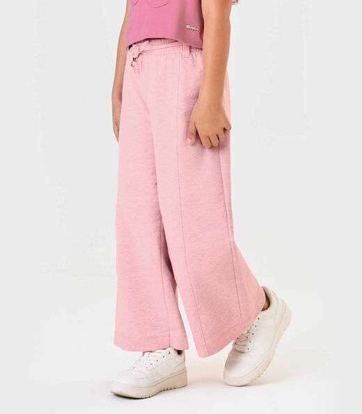 Calca Wide Leg Moletom Mesclado Trick Nick Rosa