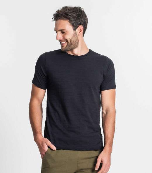 Camiseta Masculina Meia Malha Maquinetada Diametro Preto