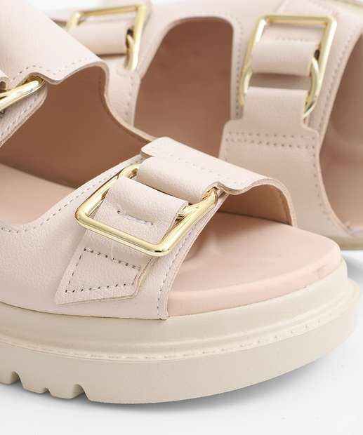 Sandália Flatform Feminina Fivela Modare Bege