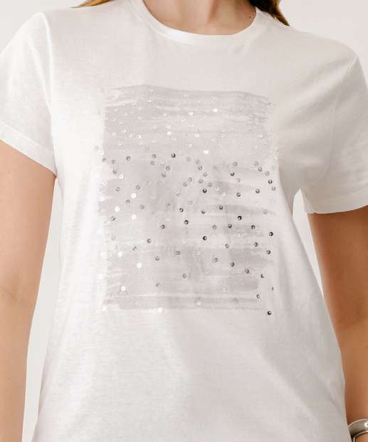 Blusa Feminina com Paetês Curta Marisa