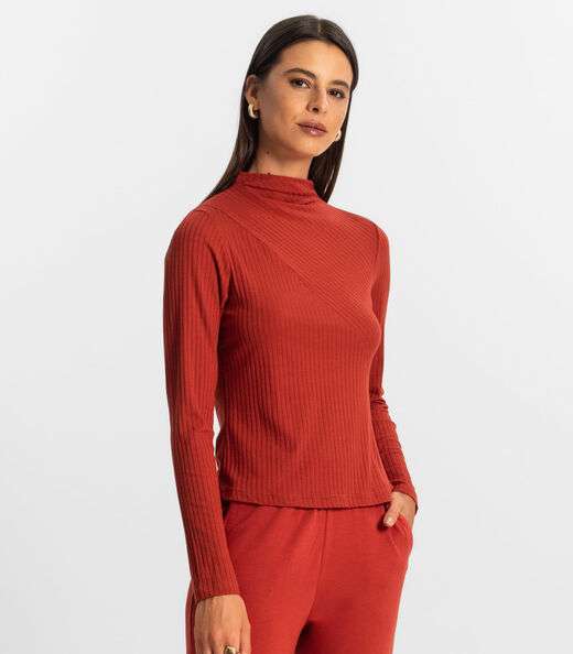 Blusa Manga Longa Feminina Rovitex Laranja