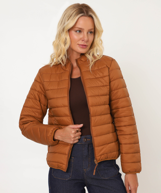 Jaqueta Feminino Puffer Bolsos Marisa Marrom
