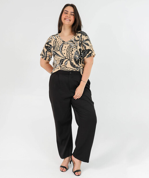 Blusa Plus Size Feminina Estampa Folhas Marisa