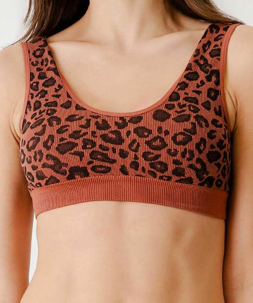 Kit 2 Sutiãs Top Com Bojo Canelado Animal Print Marisa