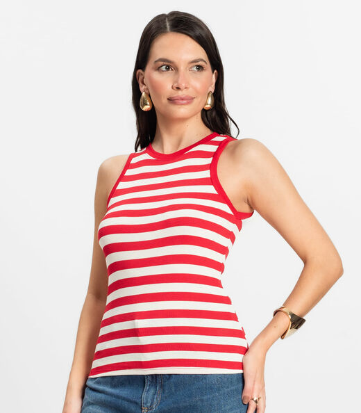 Regata Feminina em Ribana de Viscose Rovitex Vermelho
