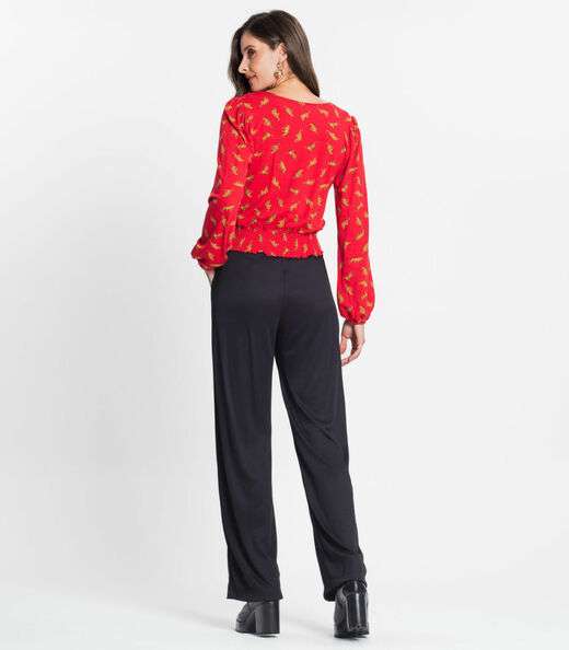 Calça Feminina Em Ribana Duo Rovitex Preto