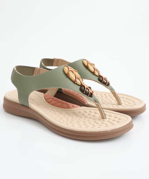 Sandália Feminina Rasteira Pedras Modare Verde