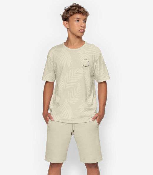 Bermuda Juvenil Em Moletom Masculina Minty Bege