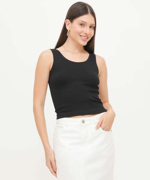 Blusa Regata Feminina Sem Costura Canelada Marisa