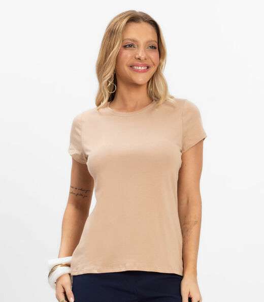 Blusa Feminina Cotton Leve Básica Rovitex Bege