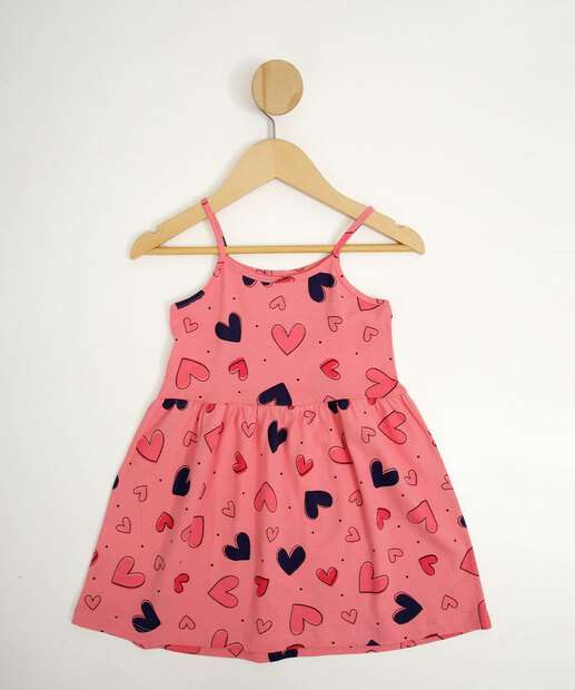 Vestido Infantil Estampa Corações Marisa Tam 1 a 3