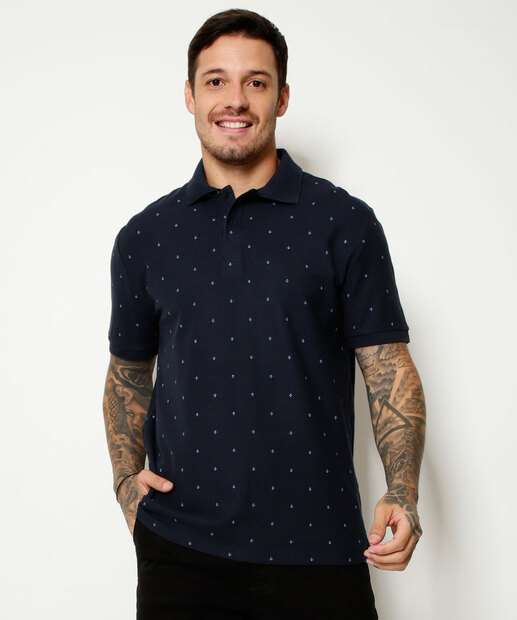 Polo Masculina Estampada Manga Curta MR