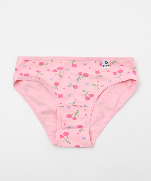 Kit Infantil 2 Calcinhas Biquíni Cereja DelRio Tam 1 a 14 Bege